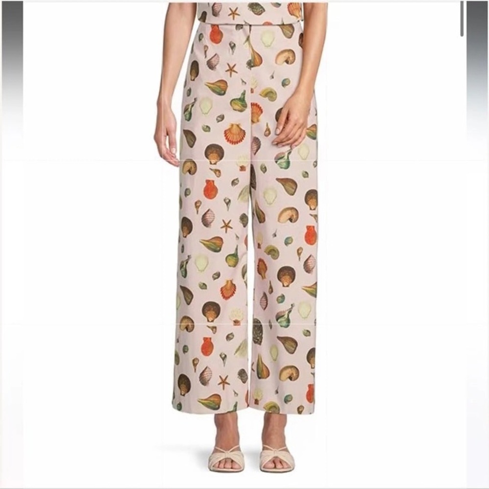 ANTONIO MELANI Seashell Print Straight Leg Pants - Cream